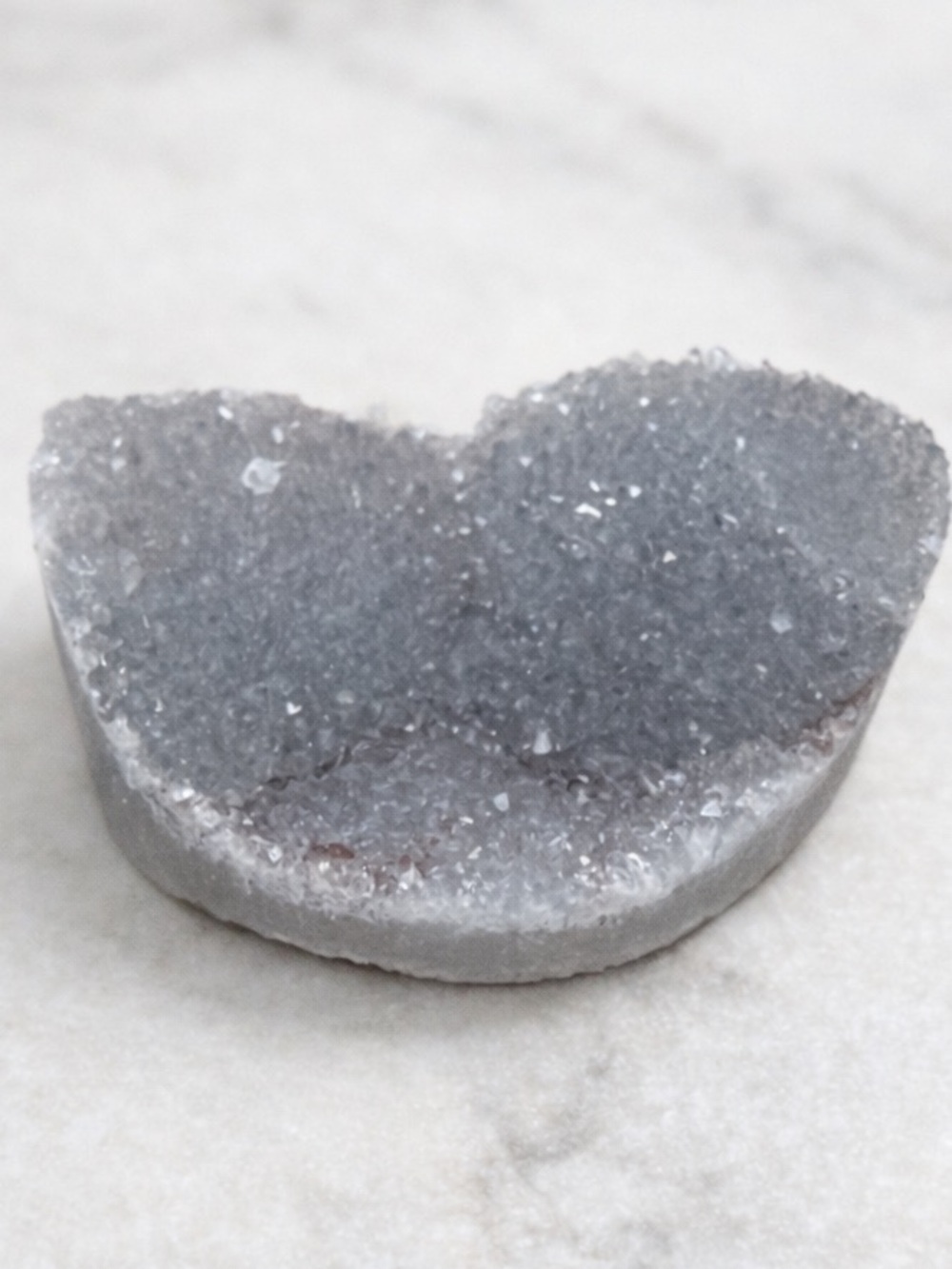 Gray Druzy Quartz Geode Slice Crystal Natural Sparkle Stone 1.5”